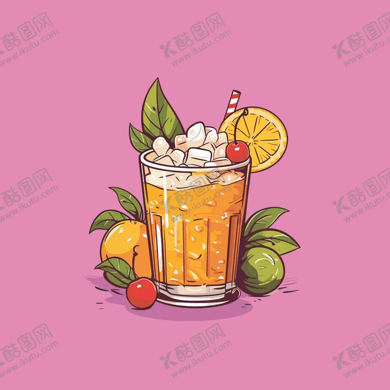 编号：68614702050017576583【酷图网】源文件下载-夏威夷饮料卡通绘画儿童插画