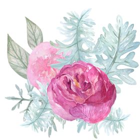 北欧小清新水彩花朵插画