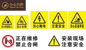 标识标牌当心高温表面小心台阶当心触电