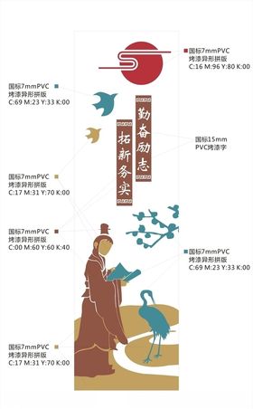 学校文化墙读书孔子太阳