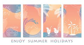 夏日度假风情插画