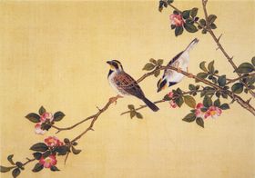 花枝工笔画复古传统背景素材