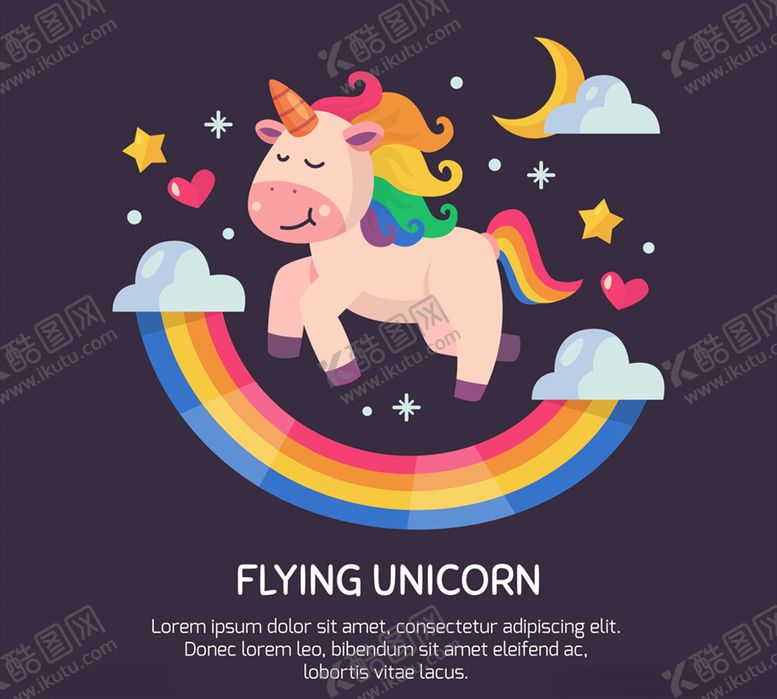 编号：50716409221006366180【酷图网】源文件下载-可爱独角兽和彩虹