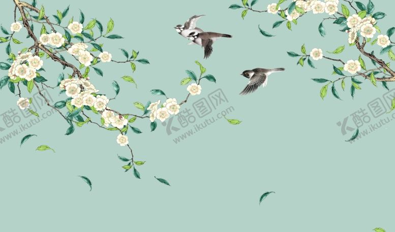 编号：62349104202201492758【酷图网】源文件下载-花鸟画背景墙