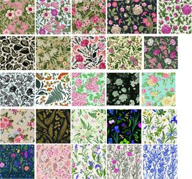 手绘古典复古欧式无缝植物花卉背