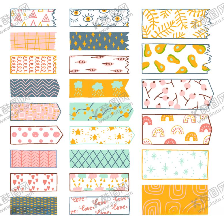 编号：65698209191629329776【酷图网】源文件下载-纸胶带图案