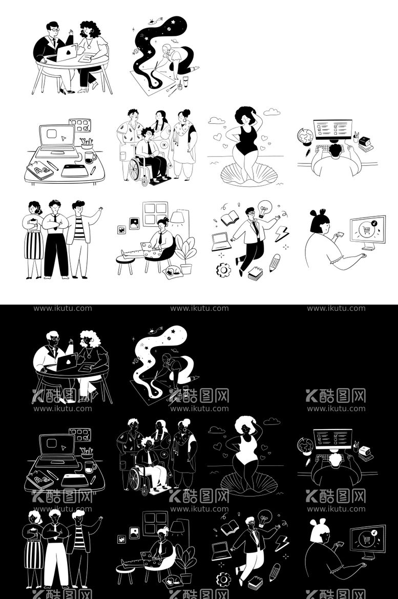 编号：82143512050046497895【酷图网】源文件下载-扁平人物插画icon