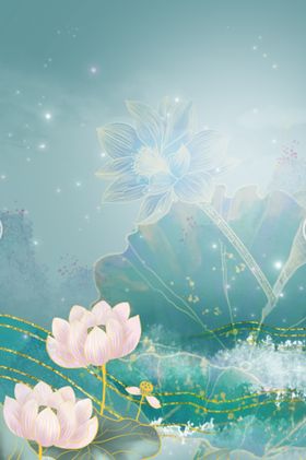 国潮海报设计图片山水插画中风东方手绘山水