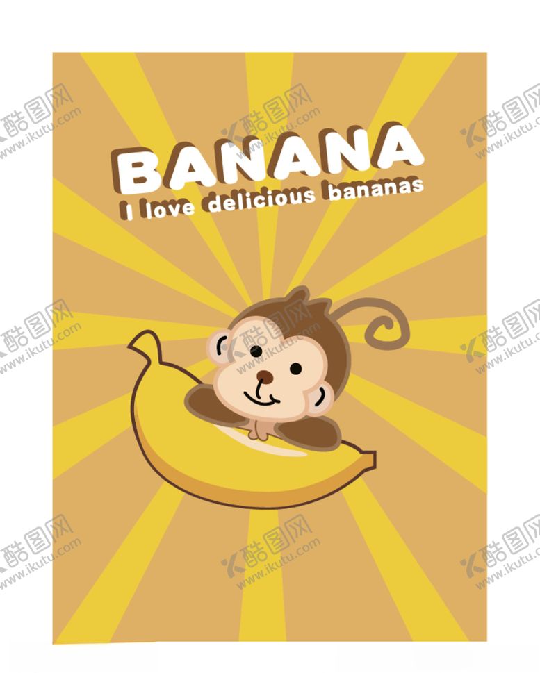 编号：16490410282009037048【酷图网】源文件下载-卡通猴子和香蕉