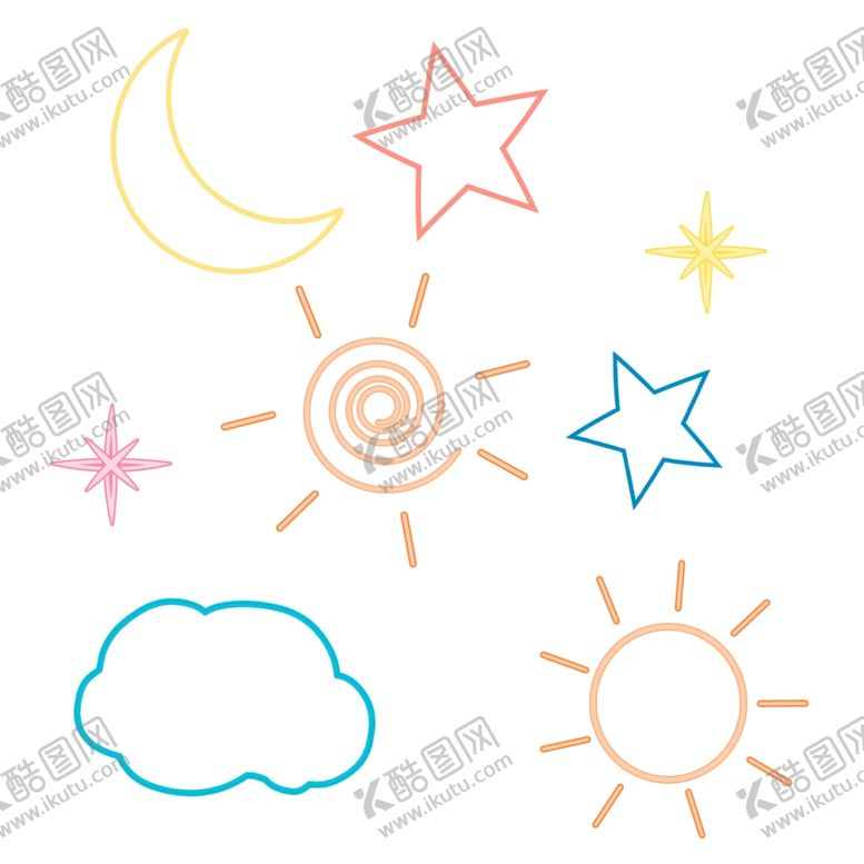 编号：34525206272048308378【酷图网】源文件下载-活泼彩色霓虹风格星体