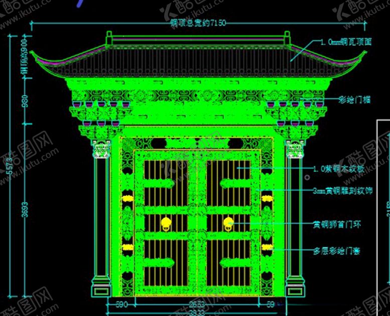 编号：70688010312034024993【酷图网】源文件下载-一套中式仿古庭院大门