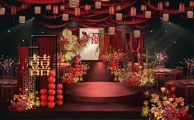 中式婚礼舞台布置场景