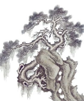 水墨松树