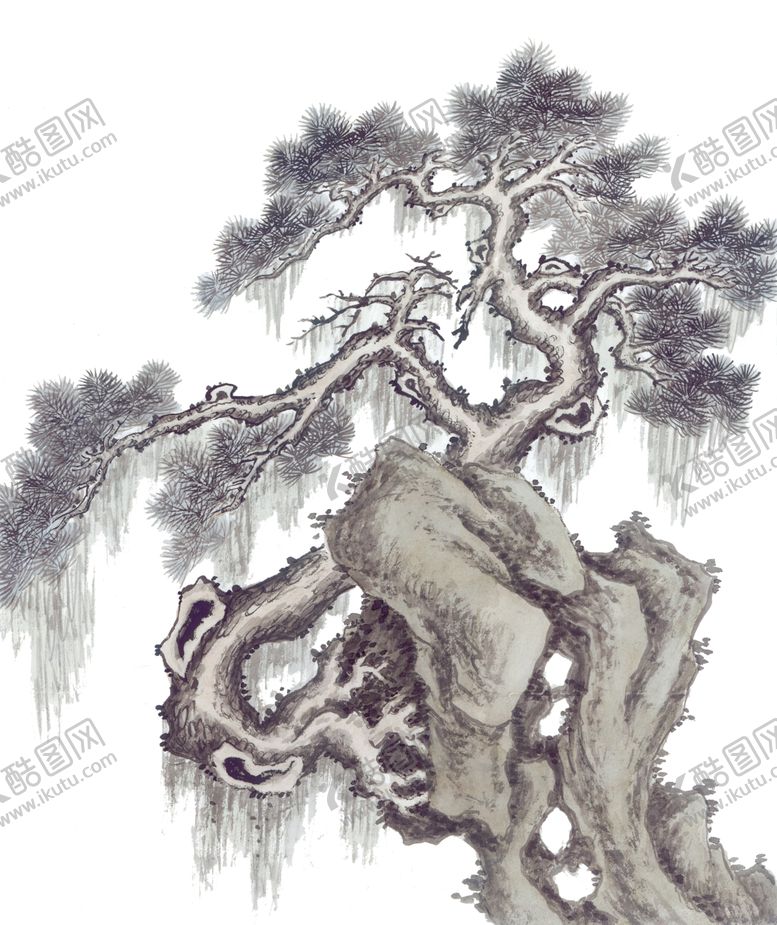 编号：84495910021118255194【酷图网】源文件下载-水墨松树