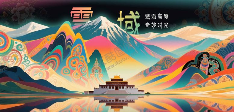 编号：82311209192346101656【酷图网】源文件下载-敦煌风格藏族插画背景