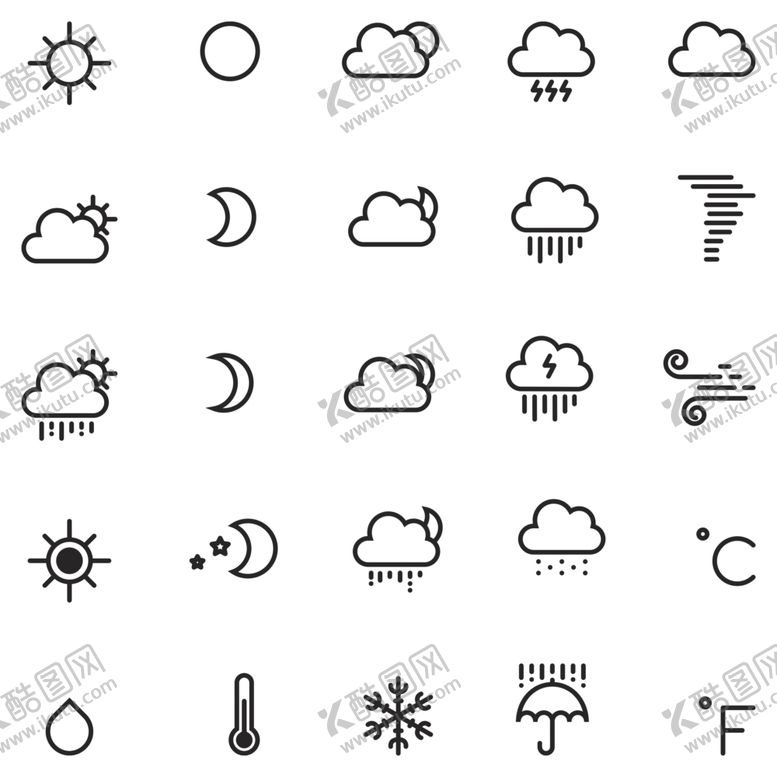 编号：97454809250405233830【酷图网】源文件下载-天气图标气候图标云图标