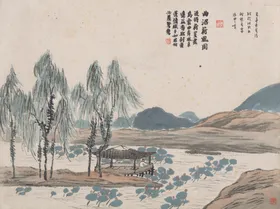 齐白石国画墙山水装饰