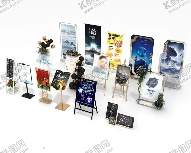 编号：50001503010239265451【酷图网】源文件下载-展示水牌架子水牌3d模型