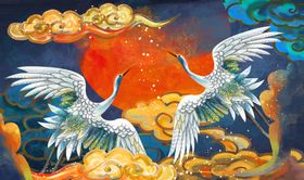 中国风插画扁平潮传单式