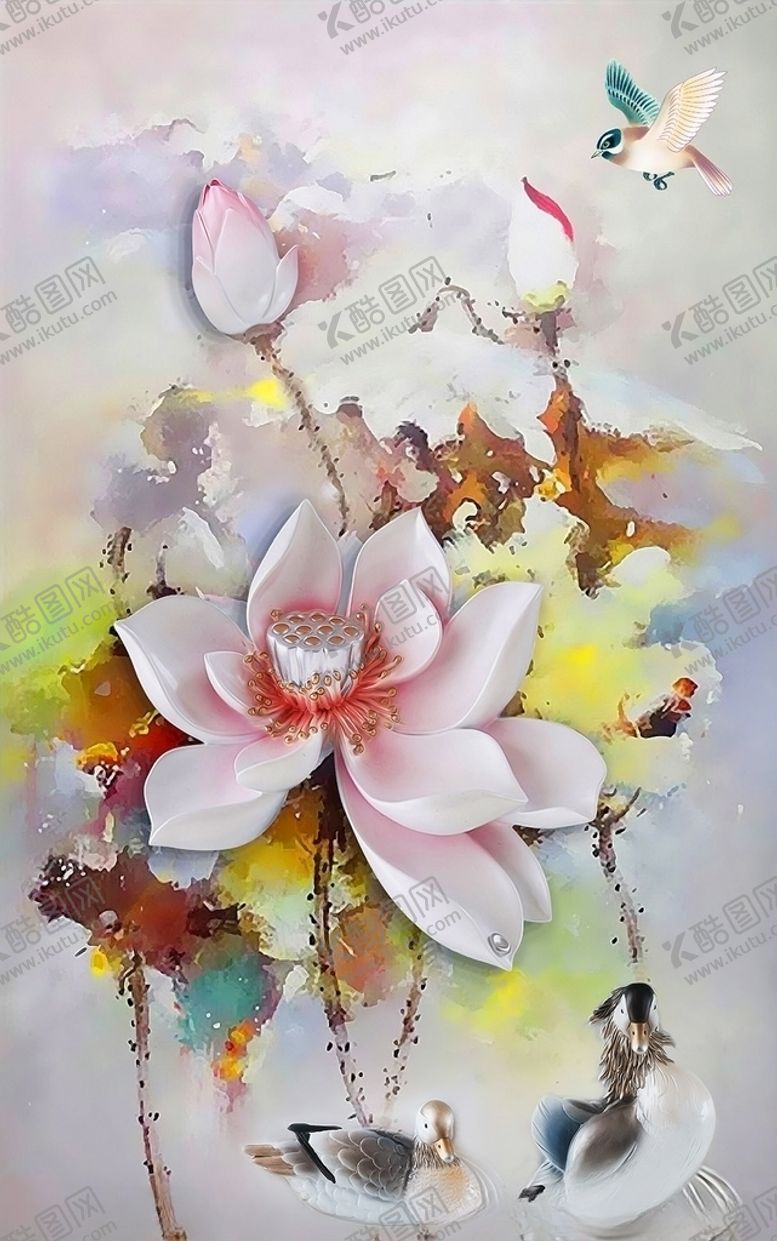 编号：98893307081622546691【酷图网】源文件下载-荷花浮雕玄关