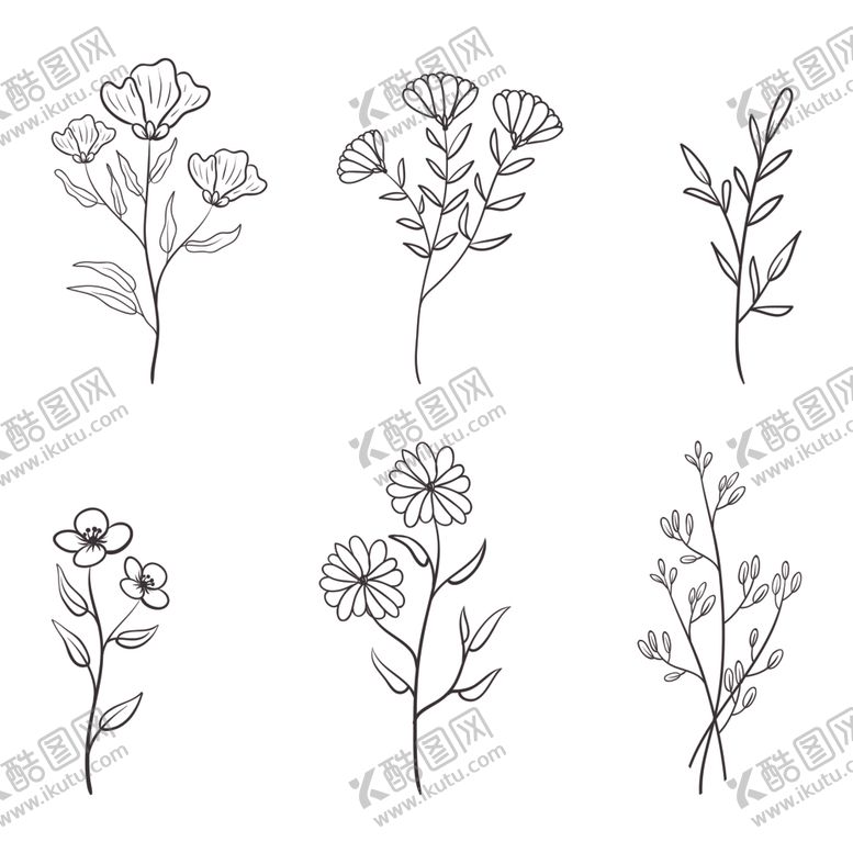 编号：18651901140031247561【酷图网】源文件下载-花朵线条画