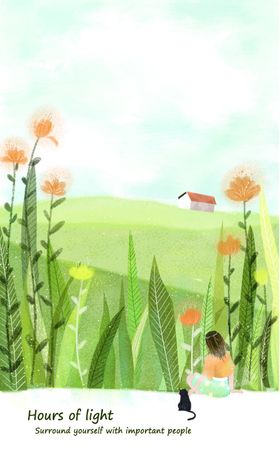梦幻风景插画现代简约手绘唯美