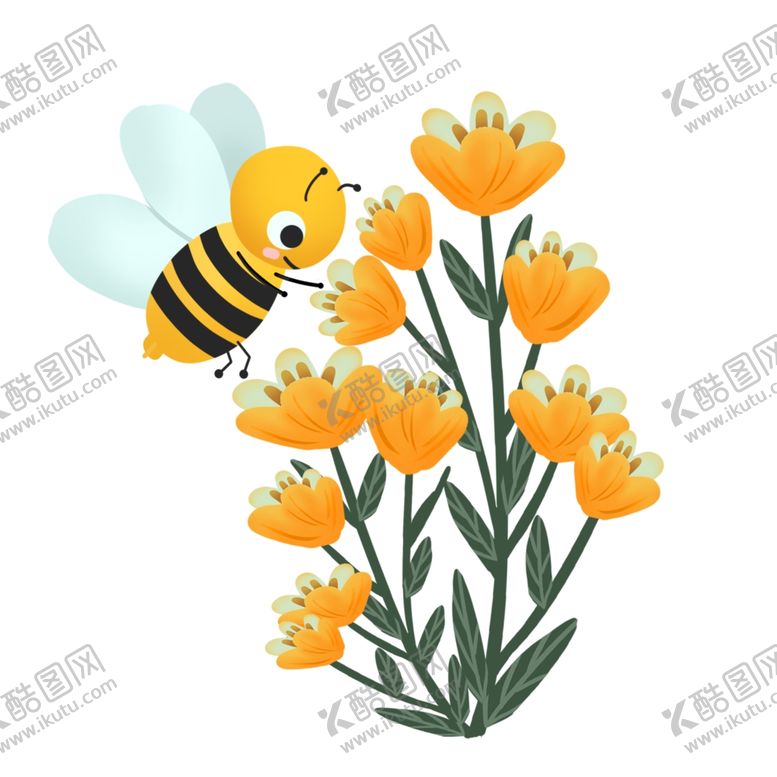 编号：41891706171028482238【酷图网】源文件下载-正在菜花蜜的蜜蜂插画