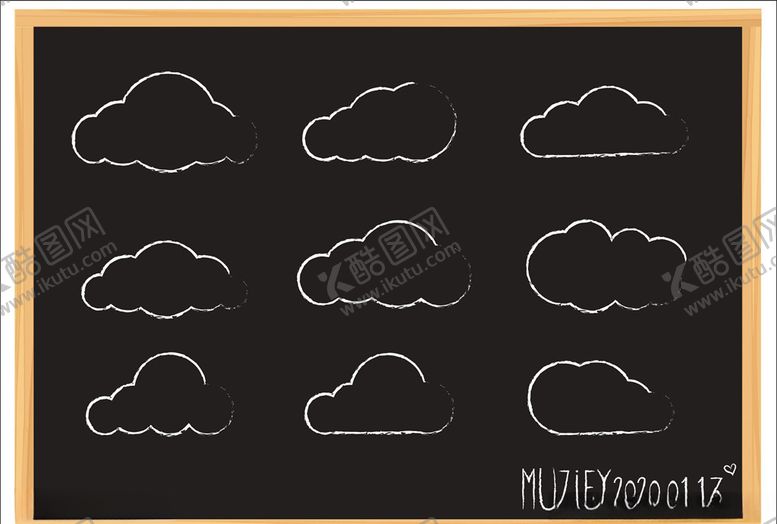 编号：85029010051553203004【酷图网】源文件下载-9款云朵设计黑板画