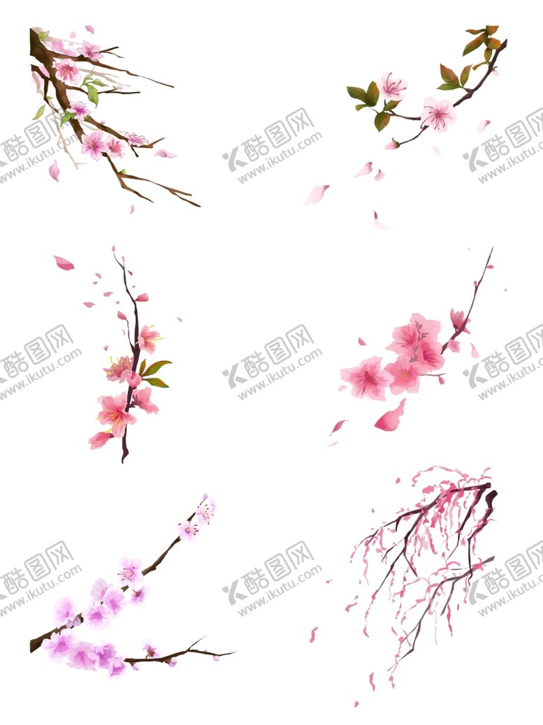编号：62125810110109231931【酷图网】源文件下载-精美手绘水墨桃花立春元素
