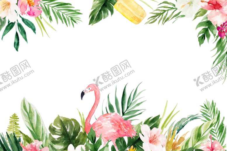 编号：69312405011814534102【酷图网】源文件下载-热带风情火烈鸟花卉装饰