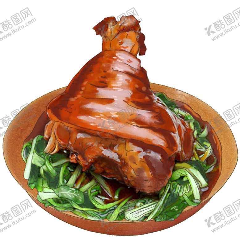 编号：91607910231207062413【酷图网】源文件下载-手绘卡通美食餐饮东北菜红烧肘子
