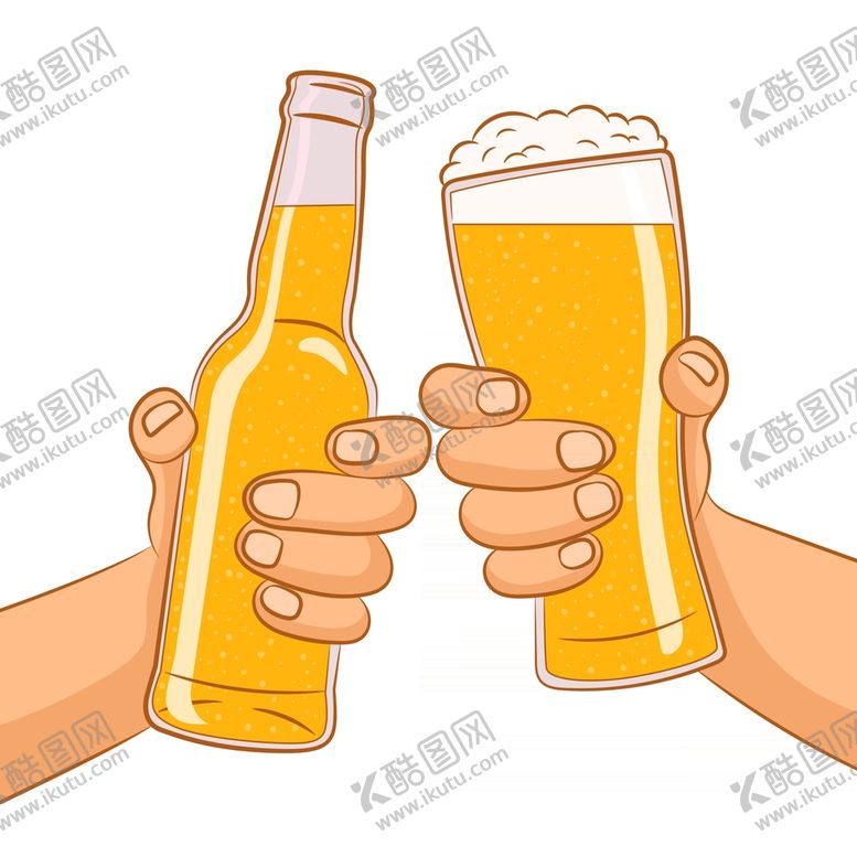 编号：96762510191623539161【酷图网】源文件下载-卡通手绘啤酒干杯