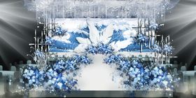 婚礼效果图浪漫背景白绿色现代主题