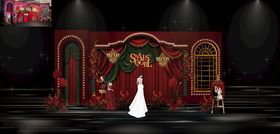 复古舞台上的白色婚纱展示