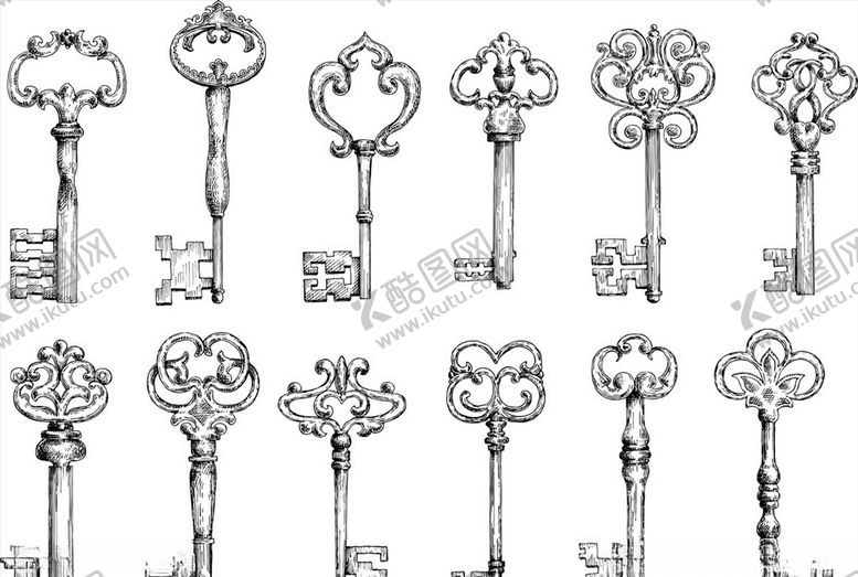 编号：88339210110002551012【酷图网】源文件下载-复古钥匙