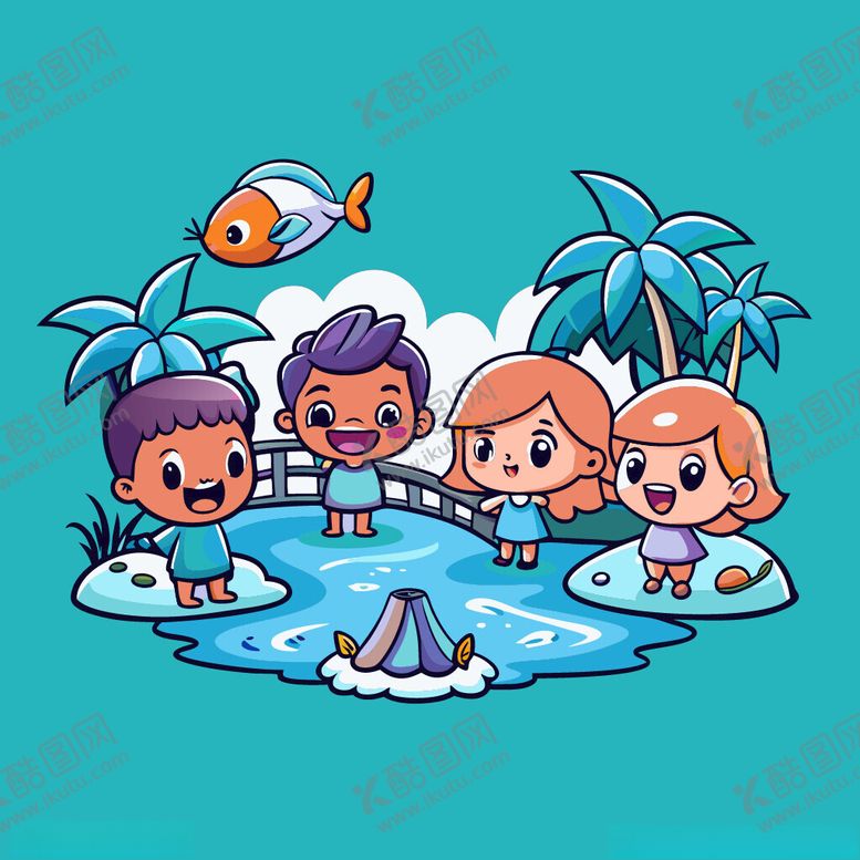 编号：59694310011134006114【酷图网】源文件下载-孩子们在海岛的欢乐时光