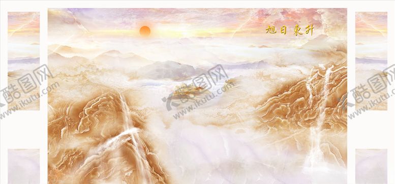 编号：56895405041939409044【酷图网】源文件下载-山水画大理石纹背景墙