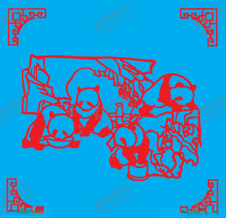 编号：96007209192218569522【酷图网】源文件下载-熊猫剪纸