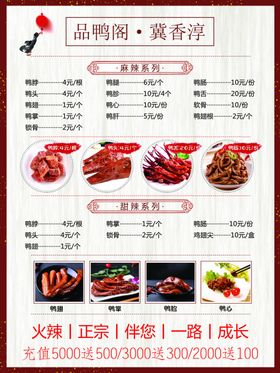 鸭脖价目表