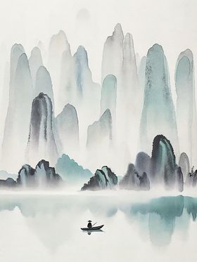 中国风山水画 意境水墨画装饰水墨画