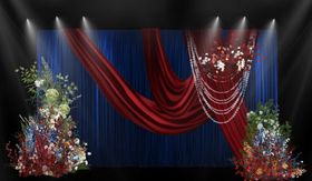 华丽舞台红幕花卉装饰