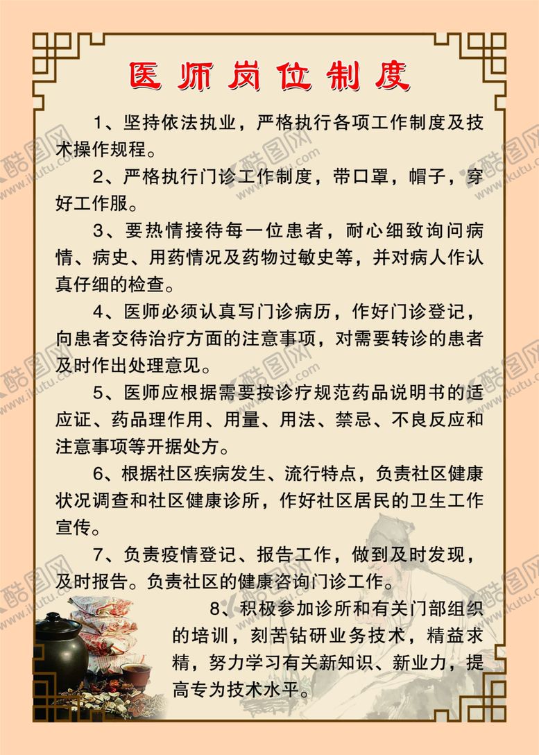 编号：18708905021509452754【酷图网】源文件下载-医师岗位制度