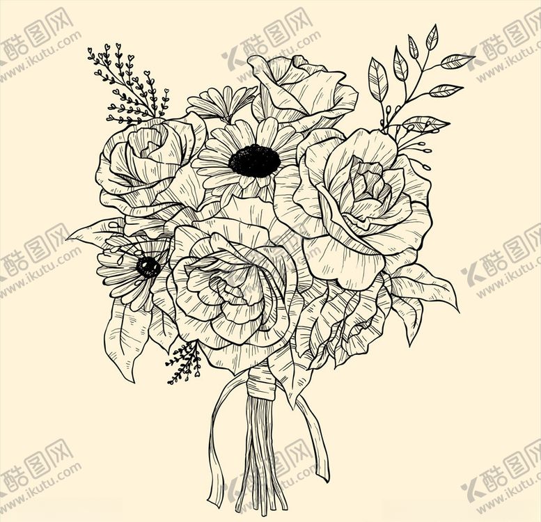 编号：51208110120843266007【酷图网】源文件下载-线条手绘矢量花