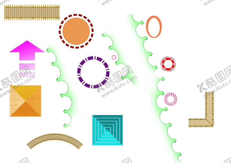 编号：53436509271239044081【酷图网】源文件下载-景观小品平面彩图