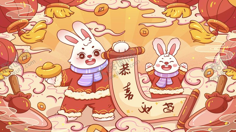 编号：93547109230827455671【酷图网】源文件下载-兔年插画