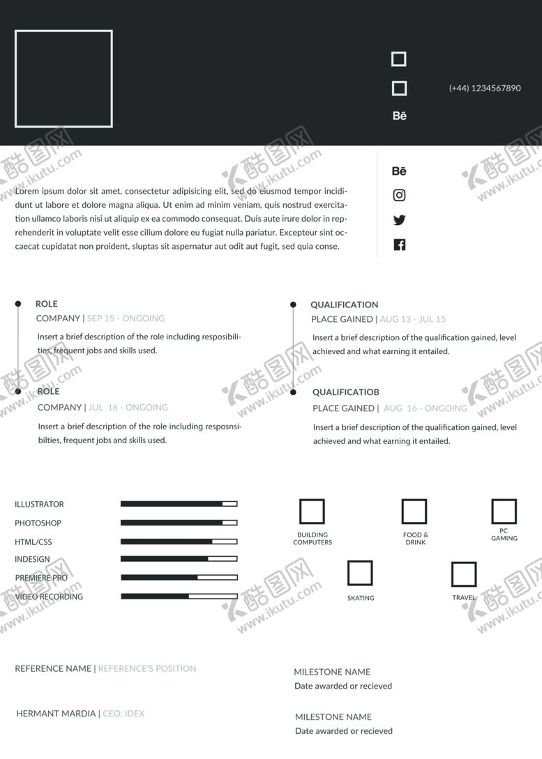 编号：94509809291932025550【酷图网】源文件下载-简历模板