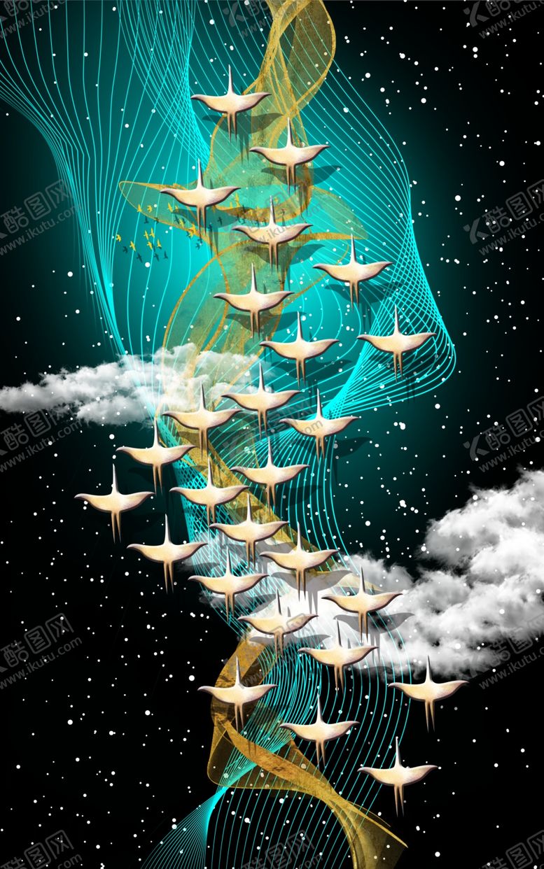 编号：99808109212229574508【酷图网】源文件下载-浮雕花飘带飞鸟玄关图
