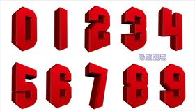 红色立体数字