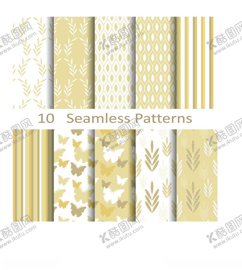 编号：81995411200106058415【酷图网】源文件下载-10款金色无缝图案集合