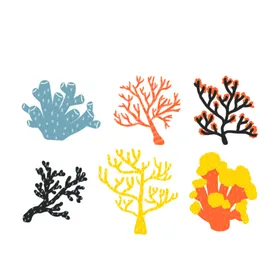 珊瑚卡通插图五彩缤纷海底生物